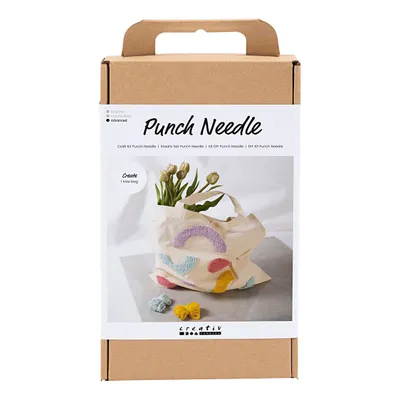 Produktbild von Creativ Company Punch Needle Bastelset Tragetasche Pastellfarben dekorieren