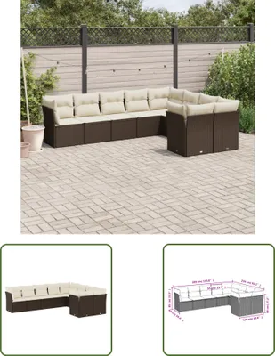 Produktbild von The Living Store 9-tlg. Garten-Sofagarnitur mit Kissen Braun Poly Rattan