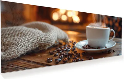 Produktbild von Glasbild 125x50cm in XXL für Wohnzimmer, Schlafzimmer Motiv Gemütliche Kaffeepause