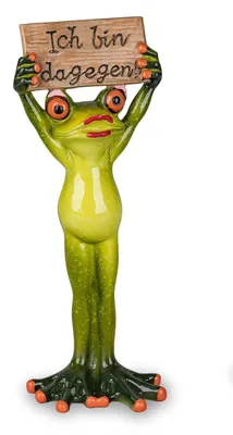 Produktbild von Dekofigur Froschfrau mit Protest Schild ICH BIN DAGEGEN Formano Froschhausen