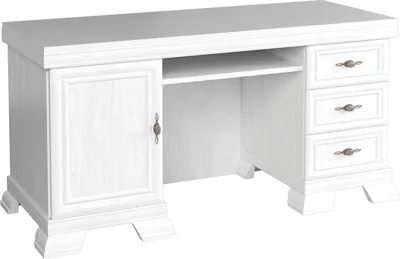 Produktbild von Furniture24 Schreibtisch KORA KB Arbeitstisch mit Tür, 4 Schubkasten und Tastaturablage Andersen Kiefer