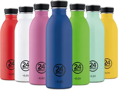 Immagine prodotto di 24Bottles Urban - Borraccia da 1L/500ml/250ml, bottiglia thermos con tappo 100% a prova di perdite Borracce in acciaio inox senza BPA con design italiano [non termico, ultraleggero]