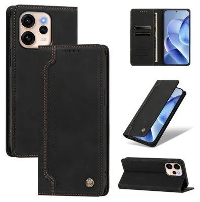Obrázek produktu pro Pouzdro pro Oppo Reno15 Pro Max,Polyuretankožené peněženkové flipové pouzdro s přihrádkami na karty a stojánkem Černá