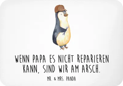 Produktbild von Mr. & Mrs. Panda magnet Wenn Papa es nicht reparieren kann, sind wir am Arsch - Weiß - Geschenk, Kühlschrankmagnet, wandmagnet, Muttertag, Pinguin, haftmagnet, Vater