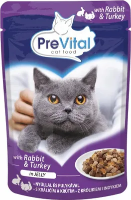 Produktbild von PREVITAL Truthahn und Kaninchen in Gelee Nassfutter für Katzen 100g