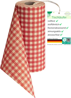Produktbild von Sensalux Tischläufer 30cm x 25m Karomuster weiß-rot