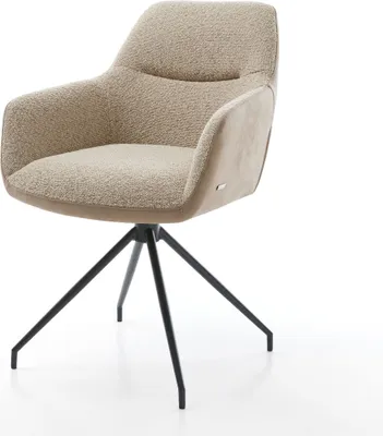 Produktbild von DELIFE Drehstuhl Pejo-Flex Materialmix Schlamm Kreuzgestell konisch Schwarz 180° drehbar Taschenfederkern