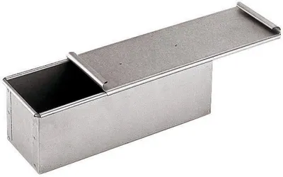 Productafbeelding van Broodvorm van aluminiumstaal met deksel - 30 x 10 cm