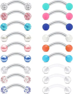 Produktbild von 9-10 Stück Augenbrauenpiercing Rook Piercing Ohrringe 16G 8mm Chirurgenstahl Diamant Perle Daith Bauchnabelpiercing