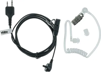 Produktbild von vhbw Headset kompatibel mit Icom IC-F3022, IC-F3021, IC-F3023, IC-F3003, IC-F3011 Funkgerät mit PTT Mikrofon - transparent, schwarz, Akustikschlauch