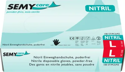 Produktbild von SemyCare Nitril-Einweghandschuhe - schwarz - puderfrei - 1000 Einmalhandschuhe
