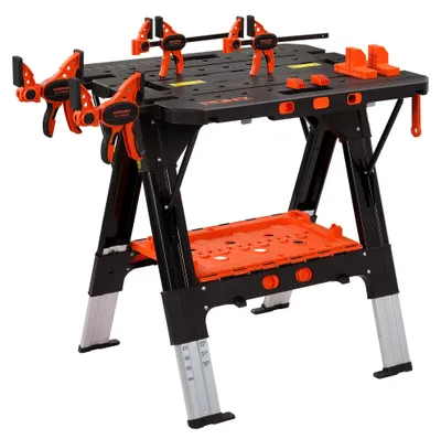 Klappbare 2-in-1 Werkbank, 227/454 kg, 6 Höhen, 79x89x63,5 cm