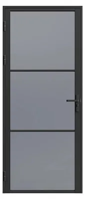 Produktbild von Tür-Set - wendbar - Aluminium & Rauchglas - 204 x 83 cm - Schwarz - MASERU