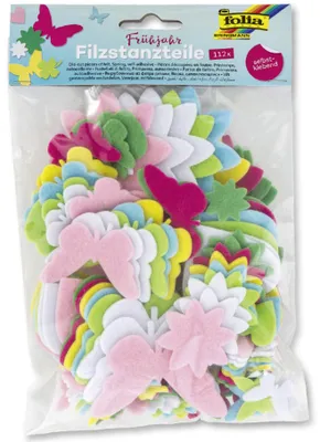 Immagine prodotto di Folia 5263 Fustelle in feltro "Primavera" - 112 pezzi, autoadesive, assortite