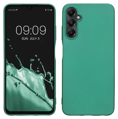 Produktbild von kwmobile Handyhülle für Samsung Galaxy A05s Hülle - Silikon Case metallisch schimmernd - Schutzhülle Cover - Metallic Dunkelgrün