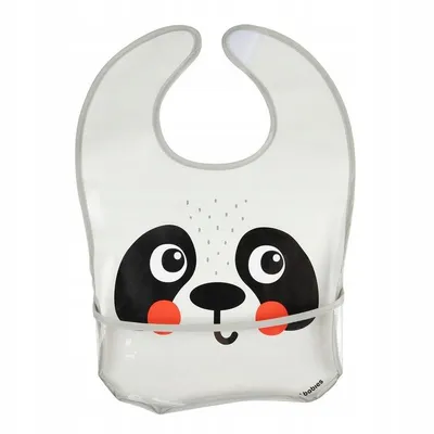 Zdjęcie produktu dla Canpol, zmywalny śliniak z kieszenią, wodoodporny,  Panda