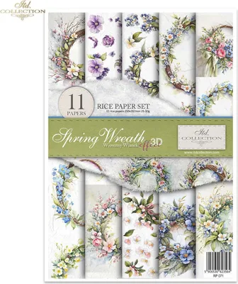 Produktbild von Reispapier-Set A4 für Decoupage – RP071 – Spring Wreath – ITD Collection