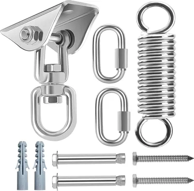 Produktbild von Schwere Belastungs-Deckenhaken mit Vibrationsfeder - Hängestuhl 400 kg Tragfähigkeit - Lastenaufhängung für Boxsack, Schaukel, Yoga Deckenhaken