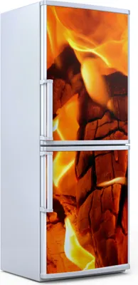 Produktbild von Kühlschrankdekoration  60x180 cm  Aufkleber auf dem Kühlschrank - Grill Feuer Glut