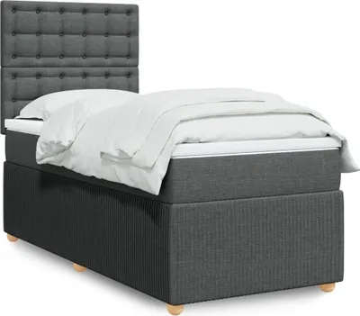 Produktbild von vidaXL Boxspringbett mit Matratze Dunkelgrau 90x190 cm Stoff