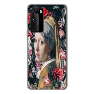 Produktbild von MuchoWow® Handyhülle Schutzhülle Hülle für Huawei P40 Pro Das Mädchen mit dem Perlenohrring - Blumen - Vermeer Silikon Softcase Handy Hülle - Schutz