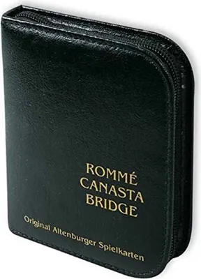 Produktbild von ASS Altenburger 22570064 - Rommé Kartenspiel 2 x 55 Karten im Format 59 x 91 mm + Bleistift + Block + Regelheft, im edlen Kunstleder-Etui, auch für Canasta und Bridge geeignet