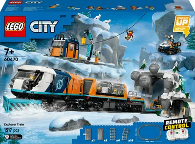 Productafbeelding van LEGO City Arctische Pool Express - Bevat een afstandsbedieningslocomotief, een sneeuwploeg, 30 rails, 6 minifiguren en een functie voor een rotsverschuiving - Cadeau voor jongens vanaf 7 jaar - 60470