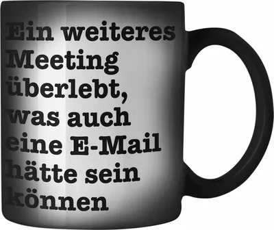 Produktbild von Trendation - Meeting Farbwechsel Zauber-Tasse Arbeit Karabiner Farbwechsel Zauber-Tasse Edelstahl Büro Chef Arbeitskollege Kollegin Kaffeebecher Geschenk Lustige Farbwechsel Zauber-Tasse für Arbeit (Schwarz)