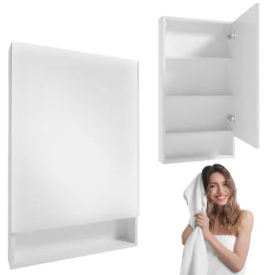 Produktbild von Aqua For You | Spiegelschrank Lupo E50 - Hängeschrank - Weiß - 50x91x12 Cm - 1 Tür - Mdf