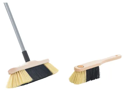 Produktbild von Novaliv Handfeger und Zimmerbesen I mit Stiel I feine Kunstborsten I Handbesen Holz I Teleskopstiel I Stubenbesen Handkehrer Hand Brush Broom