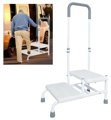 2-stufige Trittleiter mit Handgriff, verstellbar, rutschfest, 135 kg
