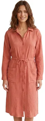 Image de Robe chemise pour femme Zara, couleur corail, taille M