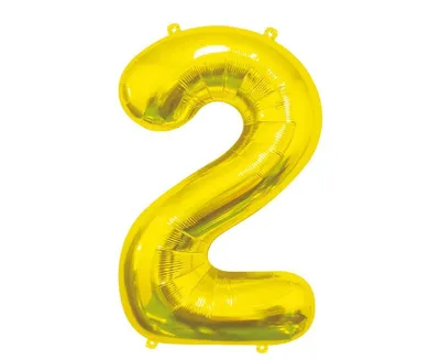 Produktbild von XL Folienballon Zahl 2 gold 85 cm