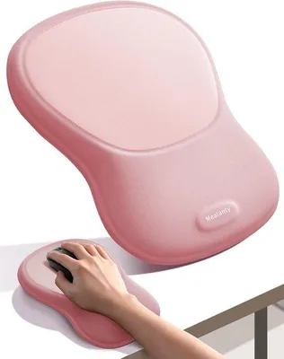 Produktbild von Ergonomische Mauspad mit Handgelenkauflage, rosa | 6° geneigte Polsterung aus Memory-Schaum mit atmungsaktiver Bezug und rutschfester Unterseite für optimalen Komfort