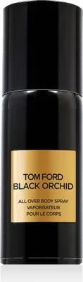 Productafbeelding van TOM FORD Black Orchid Body Spray, 150 ml, Verfrissende, Universele geur. Topnoten: Bergamot, zwarte bes, gardeña. Hartnoten: jasmijn, citroen, mandarijn, ylang-ylang, gardeña, jasmijn, lotus, orchidee. Basisnoten: kruiden, ylang-ylang, amber, cacao, wierook, patchouli, sandelhout, vanille, vetiver, witte muskus