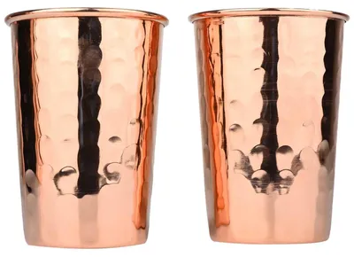 Kupferbecher Set 2er-Pack 300 ml gehämmert Ayurveda