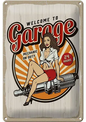 Produktbild von Blechschild Spruch Pinup Welcome to Garage Mechanic on 20x30cm