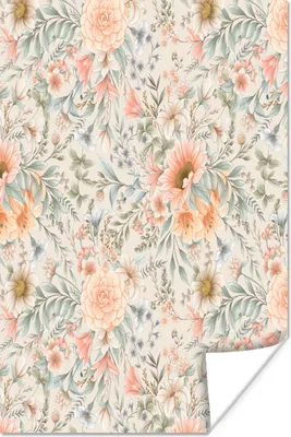 Produktbild von MuchoWow® Poster Blumen - Blätter - Pastell 20x30 cm - Papierdruck