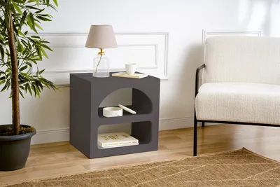Produktbild von Skye Decor, Lorin - Anthracite, Nachttisch, 100 % MELAMINBESCHICHTETE SPANPLATTEN, Anthrazit, 50 x 38 x 50 cm