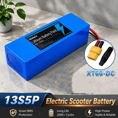 Image de Batterie lithium 48V 100Ah pour vélo électrique et scooter - Pack batterie 13S5P - Cellules Li-Ion 18650 - Avec système de gestion de batterie (BMS) - Pour moteur de 500 à 1000W - Connecteur DC XT60
