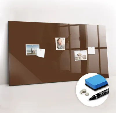 Produktbild von Magnetpinnwand Memoboard - Zubehörsatz - Weißer Marker + Schwamm + Magnete - 120 x 60 cm - braune Farbe