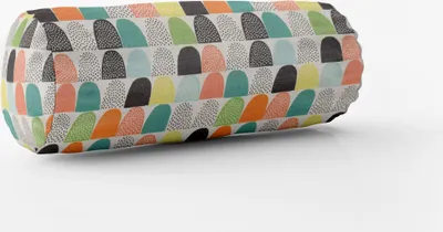 Produktbild von SCHÖNER LEBEN. Kissenhülle wollweiß mit abstrakten Hügeln bunt Größe 15x40cm (ØxB) Nackenrolle 15x40cm (ØxB) Nackenrolle Größe