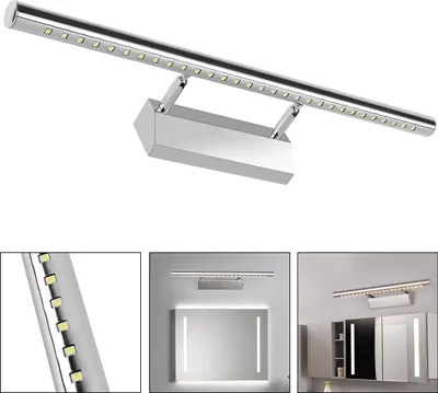 Produktbild von Dopwii Wandleuchten LED Wandleuchte Spiegelschrankleuchte Edelstahl Spiegelleuchte Bad WC Schminkspiegelleuchte warme weiß