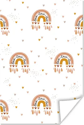 Produktbild von MuchoWow® Poster Muster - Regenbogen - Herzen 120x180 cm - Kunstposter