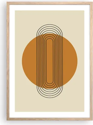 Produktbild von Gerahmtes Poster - Rahmen in heller Eiche - Stück Geometrisch Orange - 50x70 cm - Wand Bild - Wanddeko - Wandbilder - Kunstposter - Wandposter - Bilderrahmen - Bilder - Kunstdruck - P2NPA50x70-4877