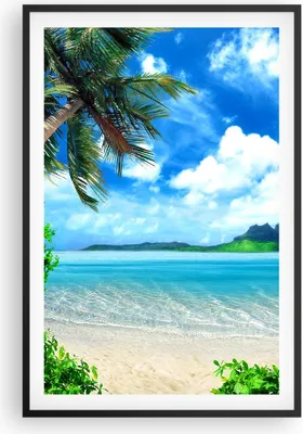 Produktbild von Gerahmtes Poster - Schwarzer Rahmen - Strand Urlaub Insel Palme - 61x91,5 cm - Wand Bild - Wanddeko - Wandbilder - Wandposter - Bilderrahmen - Bilder - Kunstdruck - Wandbild - P2BPA61x91-2528