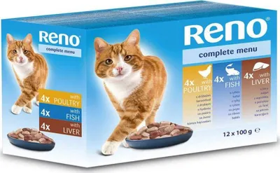 Obrázok produktu pre RENO kapsička pre mačky 12x100g pečeň+ryba+hydina, 15057