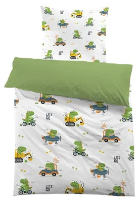Zdjęcie produktu dla Komplet pościeli dla dzieci z motywem dinozaurów: poszewka na kołdrę 140 x 200 cm