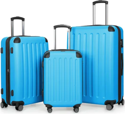 Zdjęcie produktu dla HAUPTSTADTKOFFER – Spree – zestaw walizek 3-częściowy Walizka z twardą skorupą Walizka podróżna z przedłużeniem Zestaw trolley, TSA, 4 kółka, S M & L, cyjanowy
