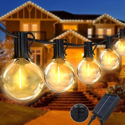 Solar-Lichterkette 12 m, 20 LEDs, IP65, 8 Modi, warmweiß